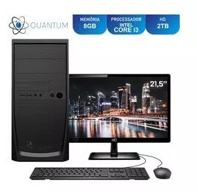 Computador Completo Home and Business Intel Core i3 RAM 8GB HD 2TB Monitor 21.5" Full HD LED Quantum