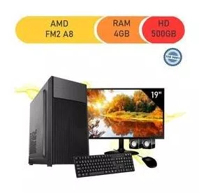 Computador Corporate Processador Amd Fm2 A8 4gb de Ram Hd 500gb Kit Multimídia Monitor 19 Windows 10