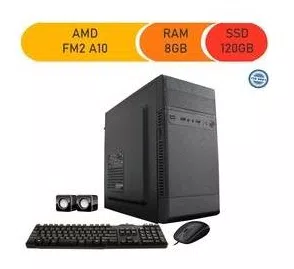 Computador Corporate Processador Amd Fm2 A10 8gb de Ram Ssd 120 Gb Kit Multimídia Windows 10 Dvdrw