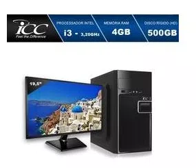 Computador Desktop ICC IV2341SM19 Intel Core I3 3.20 ghz 4gb HD 500GB HDMI FULL HD Monitor LED 19,5"