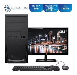 Computador Completo Home and Business Intel Core i7 RAM 8GB SSD 120GB Monitor 21.5" Full HD LED Quantum 