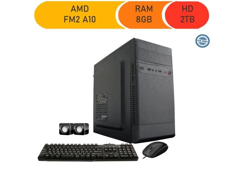 Computador Corporate Processador Amd Fm2 A10 8gb de Ram Hd 2 Tb Kit Multimídia Windows 10