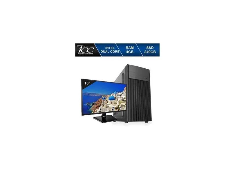 Computador ICC IV1847SM15 Intel Dual Core 2.41Ghz 4GB HD 240GB SSD HDMI FULL HD Monitor LED