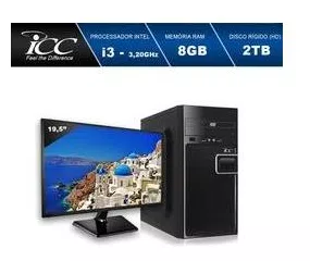 Computador Desktop ICC IV2383DM19 Intel Core I3 3.20 ghz 8GB HD 2TB DVDRW HDMI FULL HD Monitor LED 19,5"