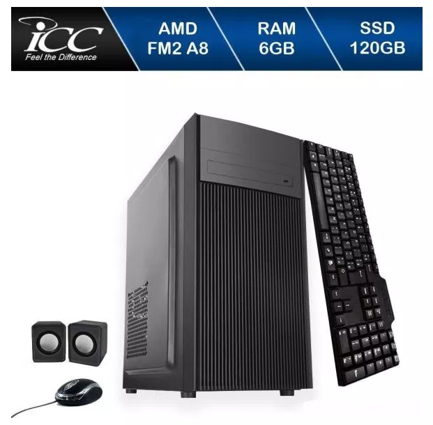 Computador Icc Processador Amd Fm2 A8 6gb de Ram Ssd 120 Gb Kit Multimídia