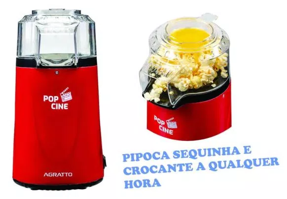 Pipoqueira Elétrica Agratto Pop Cine Ar Quente Vermelho 1200w 127v