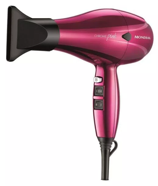 Secador de Cabelo Mondial Chrome Pink SC-33 Emissão Íons Potência 2000 Watts