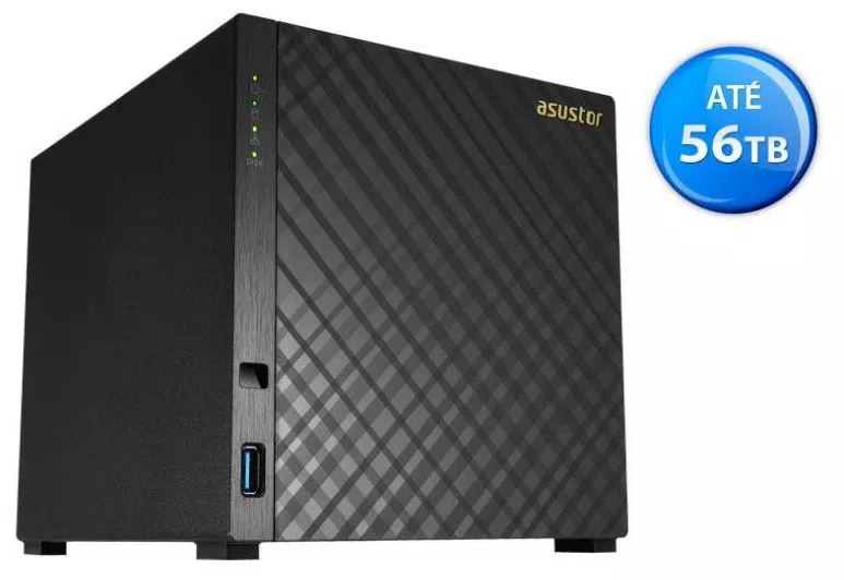 Sistema De Backup Nas Asustor As1004t V2 Marvell Armada 385 1,6 Ghz 512mb Ddr3 Torre 04 Baias