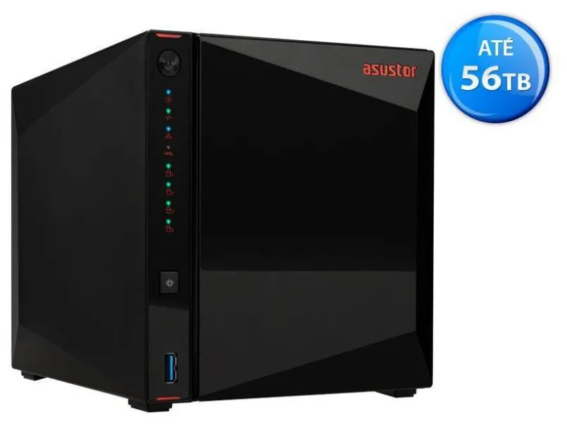 Sistema De Backup Nas Asustor As5304t Intel Quad Core J4105 1,50ghz 4gb Ddr4 Torre 04 Baias