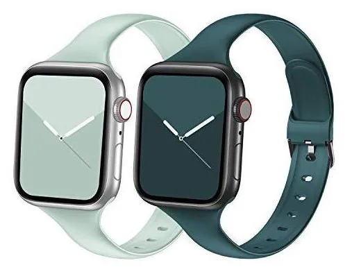 Seizehe Pulseira compatível com Apple Watch 38 mm, 40 mm, 42 mm, 44 mm, série 3, série 5, pulseira fina de silicone para iWatch estreita de 38 mm, 40 mm, 42 mm, 44 mm, feminina compatível com Apple Watch SE Series 6, 5, 4, 3 2 1