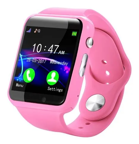 Crianças relógio inteligente Crianças Rastreador Smartwatch com câmera Anti Perdido para ios bt Android Celular Touch Screen Calendar pedômetro Monitor de sono Pink Pink