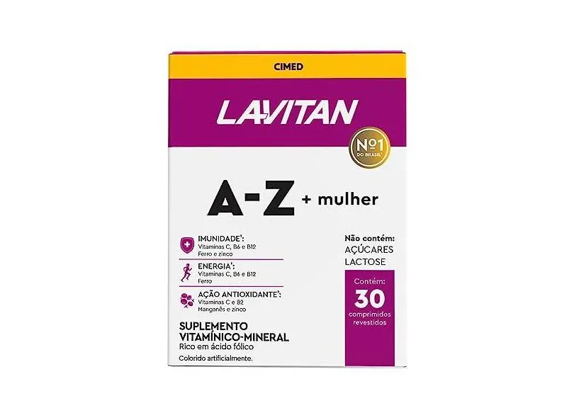 Multivitamínico Lavitan AZ Para Mulher Com 30 Comprimidos