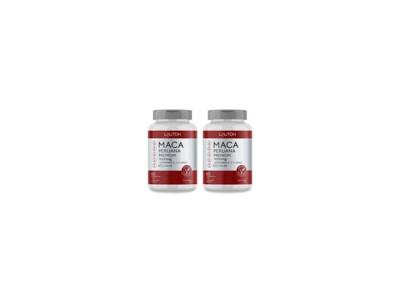 2x Maca Peruana Premium 1000mg c/ vitamina A, C e zinco - Lauton Nutrition 60 comprimidos 100% Vegana