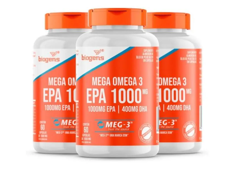 KIT 3X MEGA OMEGA 3 MEG-3,EPA1000MG DHA400MG 60 CPS, BIOGENS Puravida 