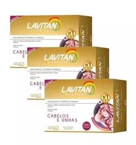 Kit 3x Lavitan Hair C/60 Cápsulas Vitamina Para Cabelos E Unhas