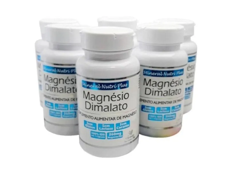 Kit 6 Frascos Magnésio Dimalato Mineral Nutri Plus Quelato