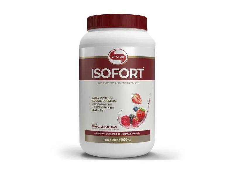Isofort Whey Protein Isolado 900G Vitafor Frutas Vermelhas