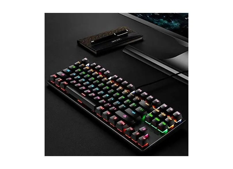 Teclado Mecânico de Jogo para BAJEAL, Teclado de Jogo de 87 Teclas com Retroiluminação LED USB, Adequado para Jogadores, PCs, Laptops, para Windows XP / Win7 / Win8 / Win10 / 1OS Yongqin