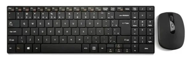 Teclado E Mouse Sem Fio 2.4 Ghz Multi Pre Usb Slim