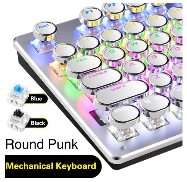 Teclado mecânico de jogo punk , teclado para computador e laptop com 104 teclas, idioma russo,