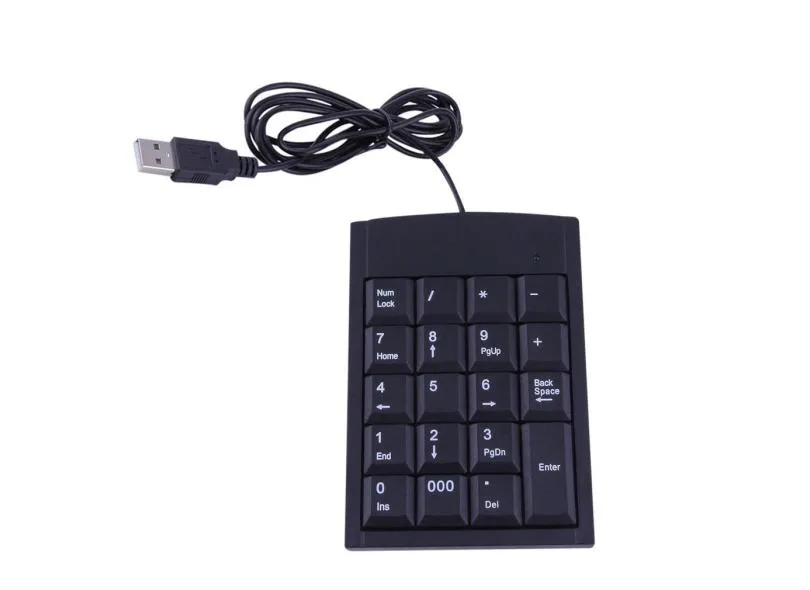 Mini usb teclado usb com fio teclado numérico teclado adaptador 19 teclas para computador portátil