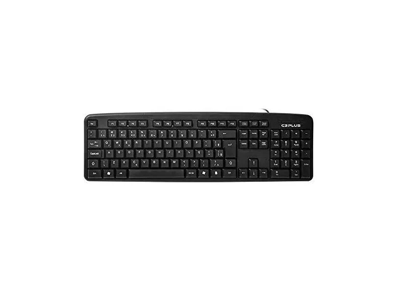 Teclado C3Plus USB KB-11BKV2  - Layout ABNT2 Membrana Sistema Anti-Respingo Compatível com PC/Mac e Linux, grande