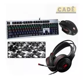 Kit Para Jogos Gamer Teclado Mouse Headset MousePad Evolut