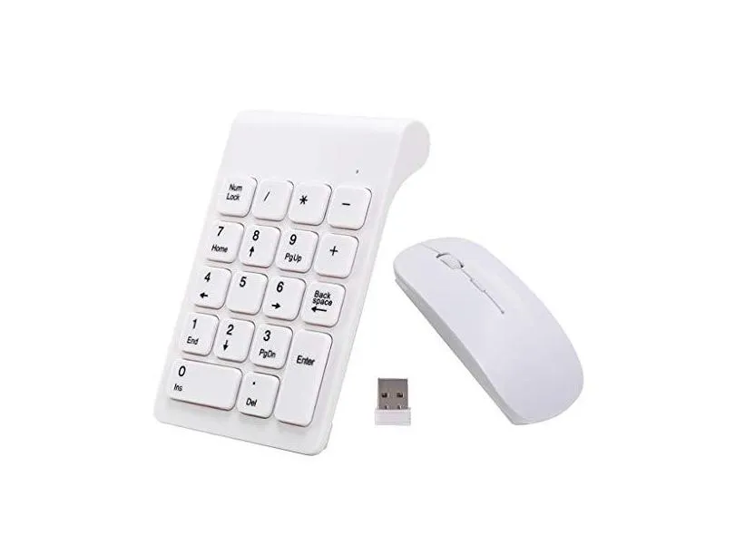 balikha Teclado Numérico 2.4G Teclado Silencioso Sem Fio USB com Mouse para Laptop de - 