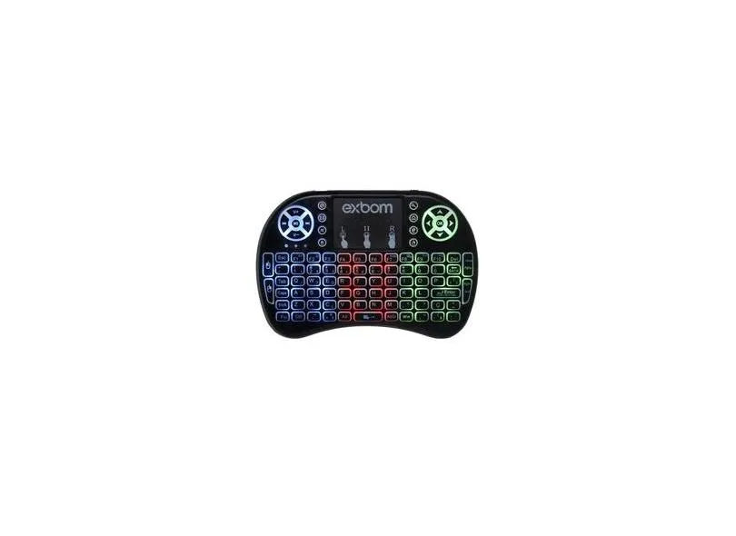 Mini Teclado Mouse Touchpad Wireless Iluminado Wifi Sem Fio Exbom BK-BTI8LED Tv Smart Usb 