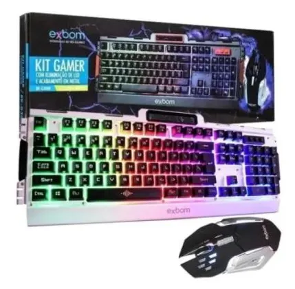 Kit Game Teclado Mouse Semimecanico Led Metal Bk-G3000 Prata