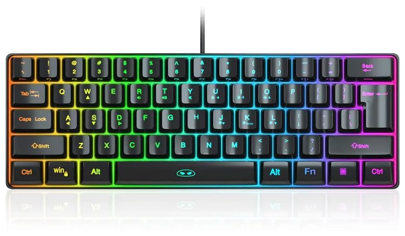 Teclado mini 60% gaming, teclado ultra-compacto RGB Backlit 61 Key, MageGee TS91 Ergonomic Waterproof Mechanical Feeling Office Computer Keyboard para PC, MAC, PS4, Xbox ONE Gamer()