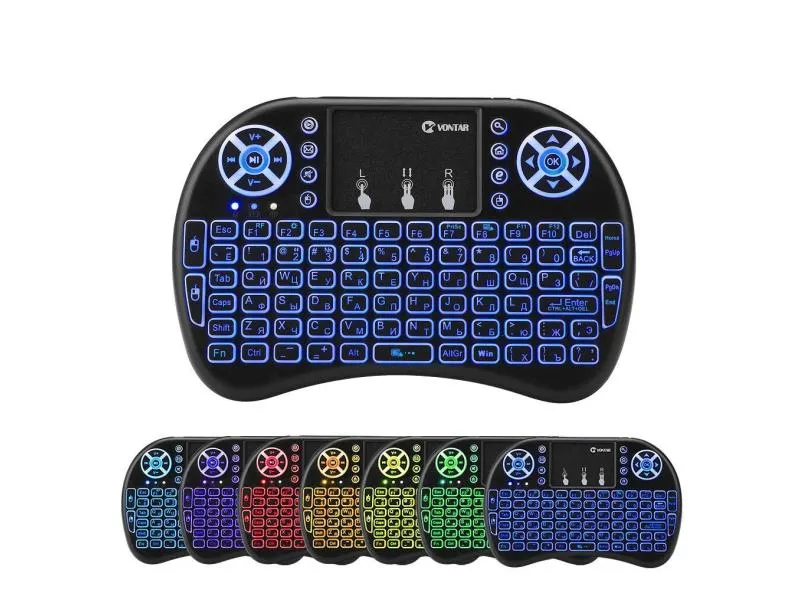 Vontar i8 teclado sem fio russo inglês hebraico versão i8 + 2.4ghz air mouse touchpad portátil para