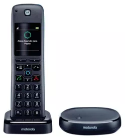 Telefone Motorola Moto AXH01 Sem Fio Digital Id. Chamada Viva-Voz com Função Alexa - 
