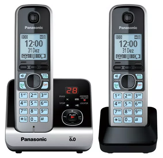 Telefone sem Fio Panasonic com 1 Ramal Secretaria Eletrônica KX-TG6722LBB