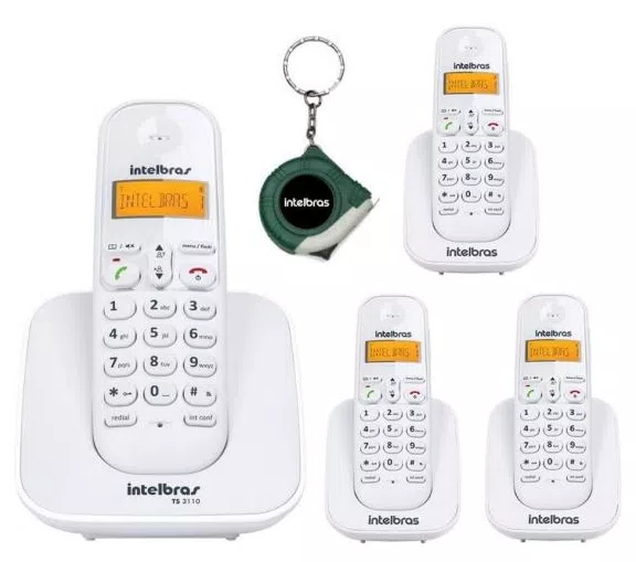 Kit Aparelho Telefone Fixo Sem Fio Dect Ts 3110 Com 3 Ramal