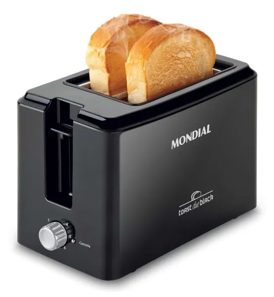 Torradeira Mondial Toast Due Black T-05 2 Fatias 