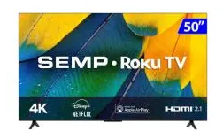 Smart TV LED 50" Semp 4K HDR 50RK8600 3 HDMI