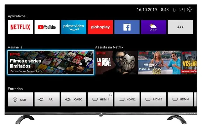 Smart TV LED 55" Britânia BTV55Q20N5SBL 4 HDMI