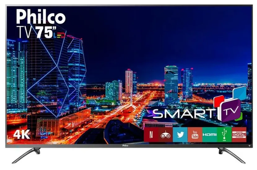 Smart TV LED 75" Philco 4K HDR PTV75E30DSWNT 3 HDMI