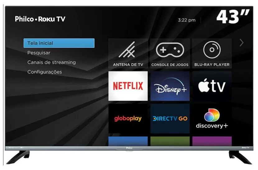 Smart TV LED 43" Philco 4K HDR PTV43G70R2CSGBL 4 HDMI