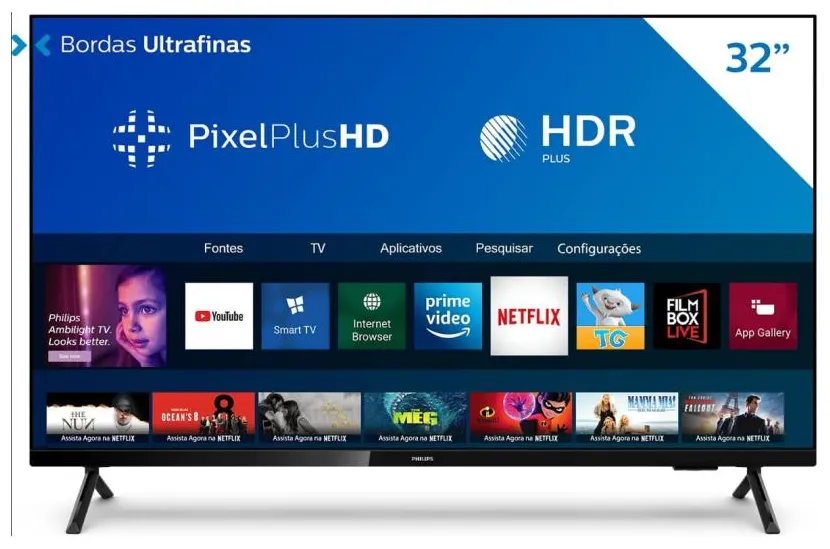 Smart TV LED 32" Philips HDR 32PHG6825/78 3 HDMI