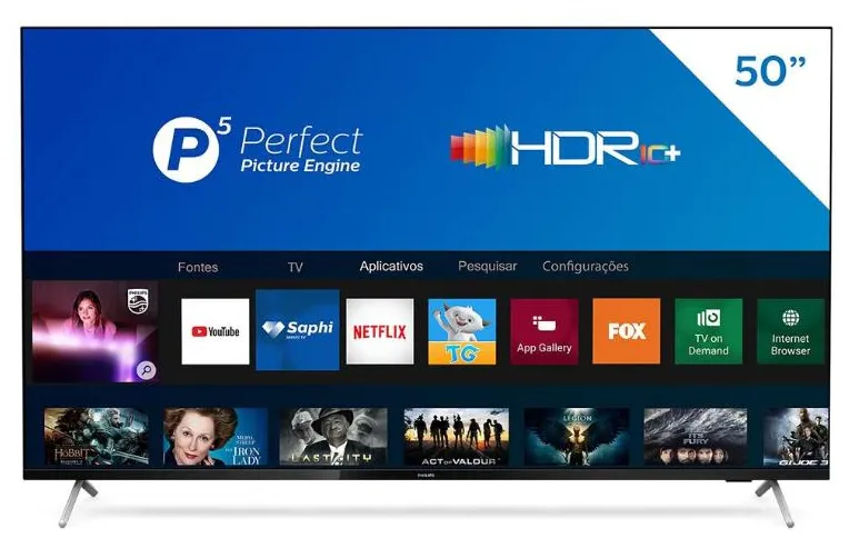 Smart TV LED 50" Philips 4K HDR 50PUG7625/78 3 HDMI