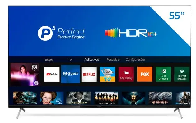 Smart TV LED 55" Philips 4K HDR 55PUG7625/78 3 HDMI