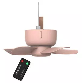 HELYZQ Ventilador de teto USB 5V com controle remoto temporizador, ventilador de ar com 4 velocidades para acampamento na cama