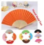 Ventilador de mão dobrável de bambu de verão diy Ventilador de cor sólida para festa de dança chinesa