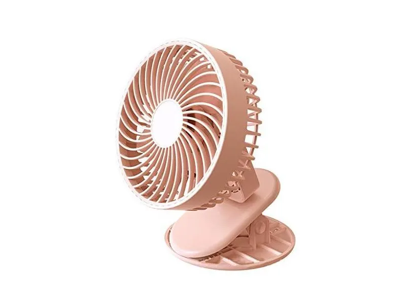 Ventilador para carrinho de bebê YUiiiiil, portátil, com rotação de 360 graus, pequeno ventilador de mesa recarregável