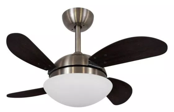 Ventilador De Teto Vidro Fechado 4 Pás Mini Fly Volare  Bronze/Marrom Tabaco