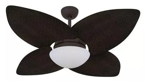 Ventilador Teto Vd42 Dunamis Marrom 4Pás Rattan Tabaco 