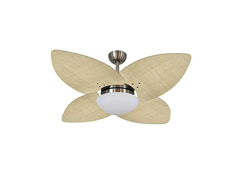 Ventilador de Teto Volare Bronze Vidro Fechado Dunamis Pá Palmae Natural 