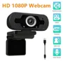 Webcam HD 1080P USB Streaming Webcam com microfones embutidos com foco automático